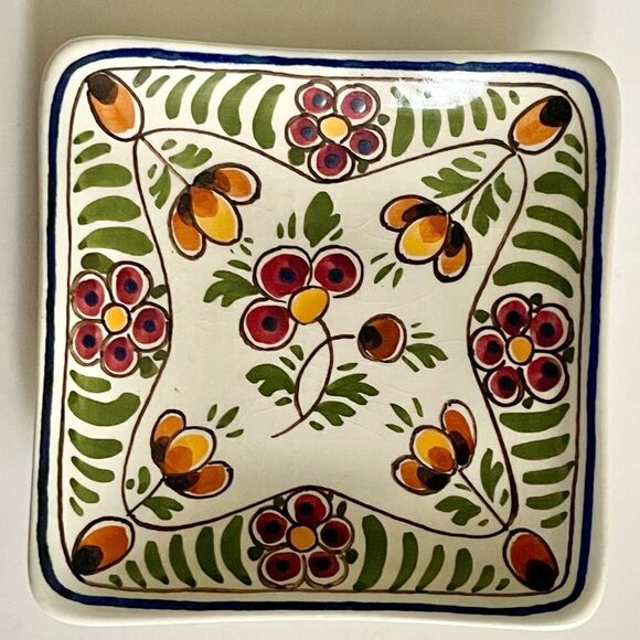 Vintage DP Delft Handpainted Floral 4” Tidbit Tray - Picture 5 of 15